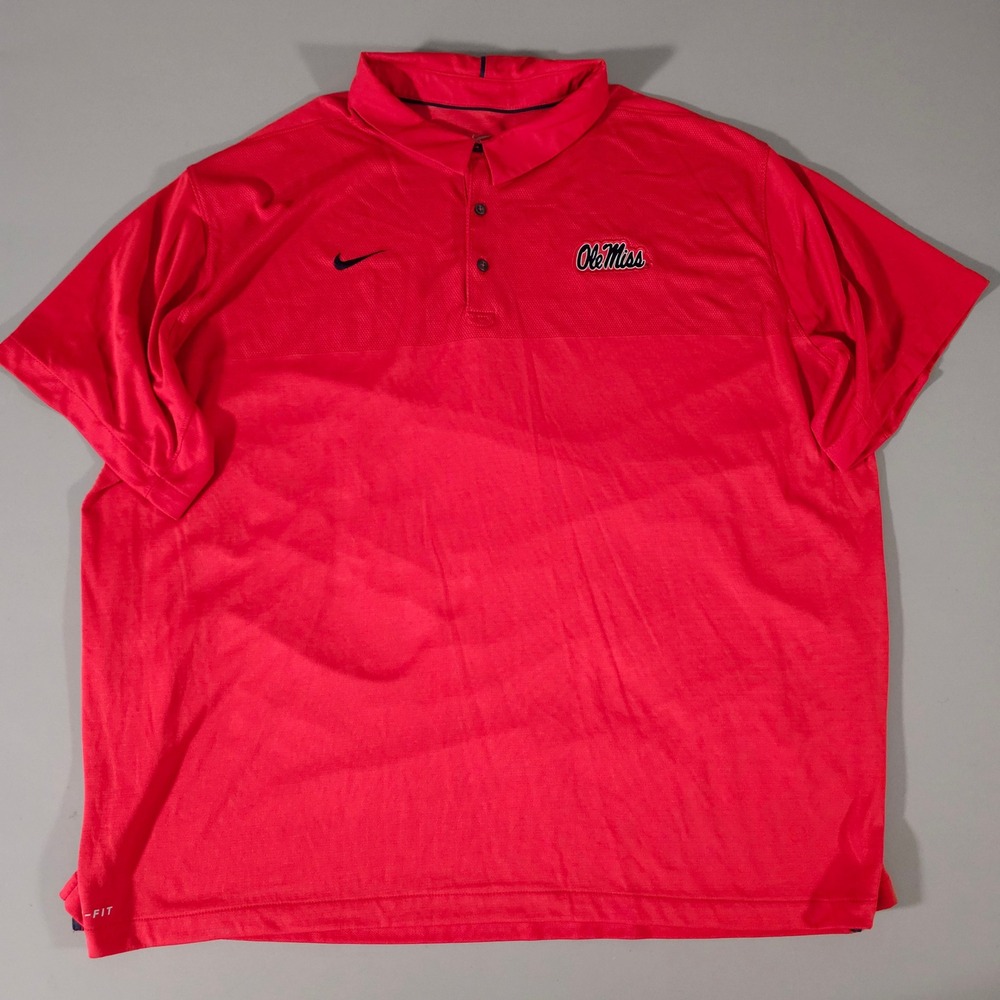 Nike Polo Shirt Mens 4XL Red Ole Miss Rebels Dri-FIT Short Sleeve 34447X-MP1